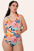 Reversible Sporty Swimsuit - Lemon / Flowerprint - SEASICK SWIM