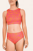 Reversible Surf Bikini Top_Orange/Pink Waves_SEASICK SWIM