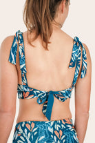 Reversible Bustier Bikini Top - Petrol /Oceanprint - SEASICK SWIM